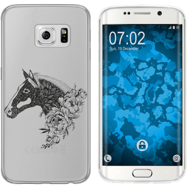 Galaxy S6 Edge Silikon-Hülle Floral Pferd M5-1 Case