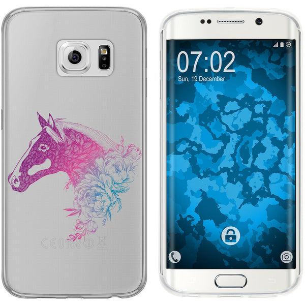Galaxy S6 Edge Silikon-Hülle Floral Pferd M5-6 Case