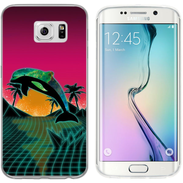 Galaxy S6 Edge Silikon-Hülle Retro Wave Delphin M1 Case