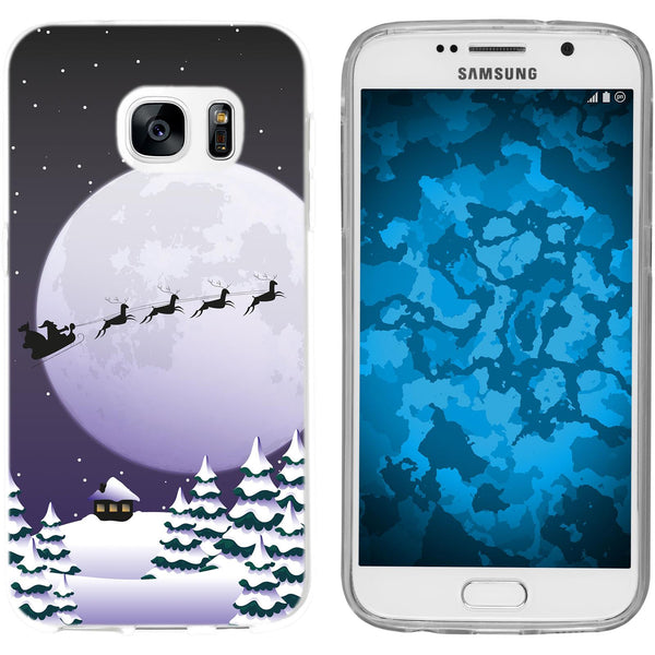 Galaxy S7 Silikon-Hülle X Mas Weihnachten Santa - Night M5 C