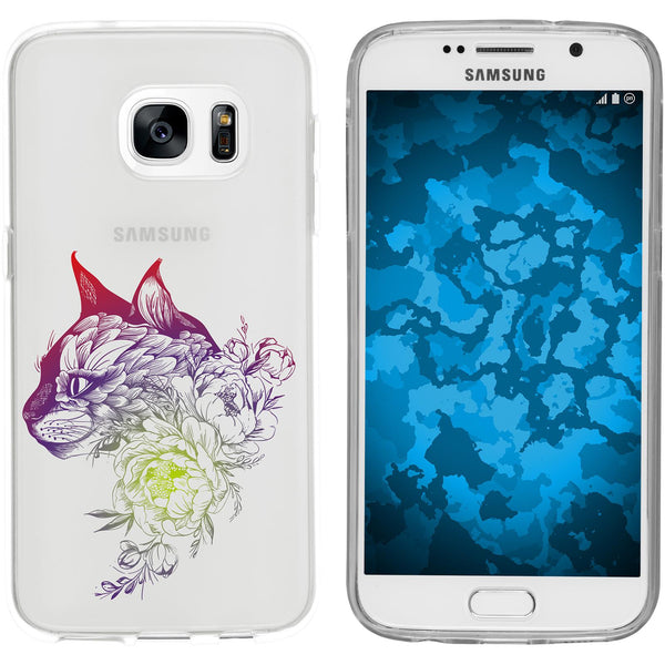 Galaxy S7 Silikon-Hülle Floral Katze M2-5 Case