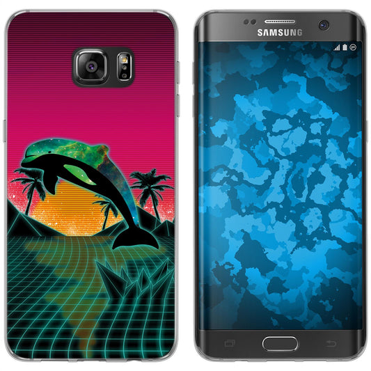 Galaxy S7 Edge Silikon-Hülle Retro Wave Delphin M1 Case