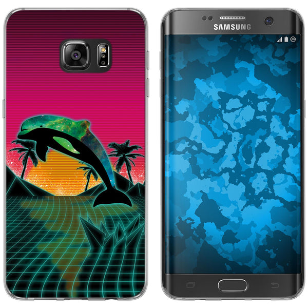 Galaxy S7 Edge Silikon-Hülle Retro Wave Delphin M1 Case