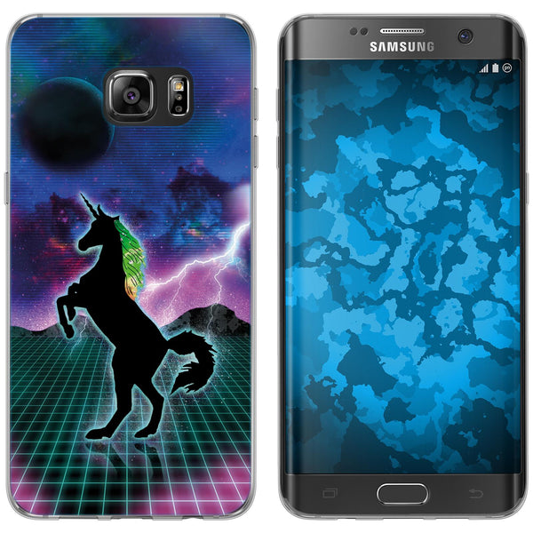 Galaxy S7 Edge Silikon-Hülle Retro Wave Einhorn M2 Case