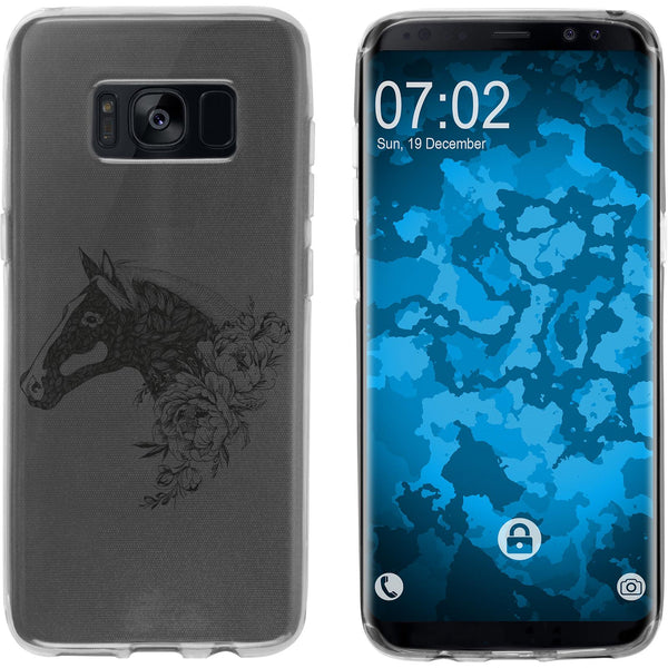 Galaxy S8 Silikon-Hülle Floral Pferd M5-1 Case