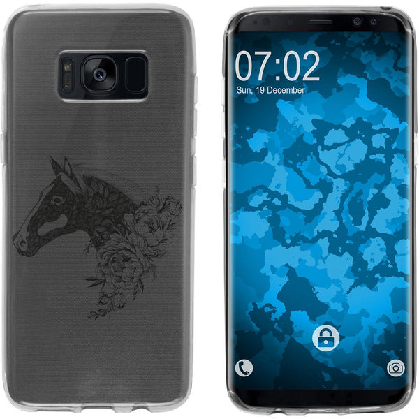 Galaxy S8 Silikon-Hülle Floral Pferd M5-1 Case