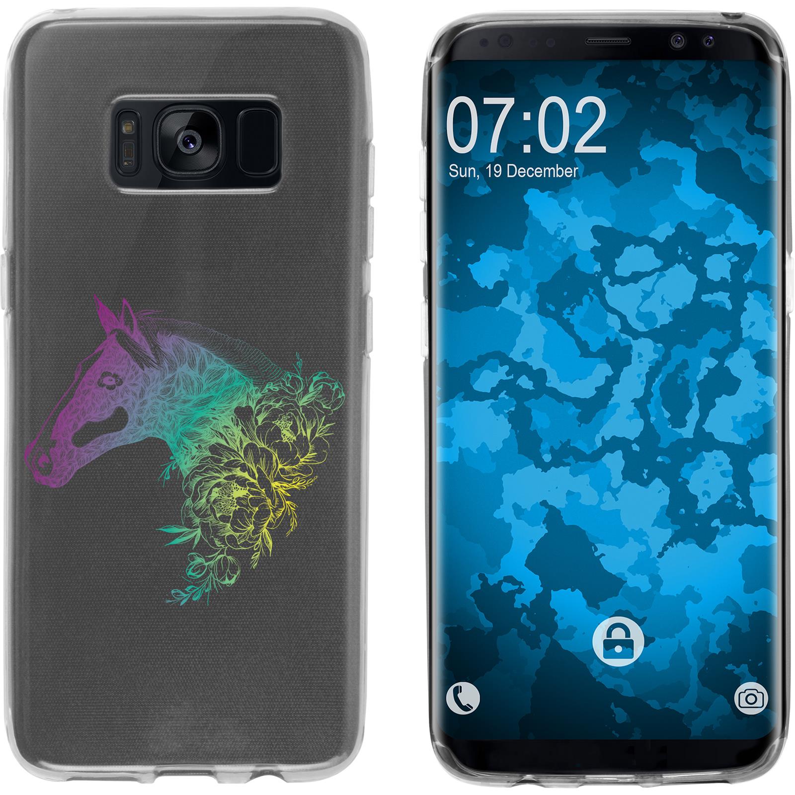 Galaxy S8 Silikon-Hülle Floral Pferd M5-4 Case