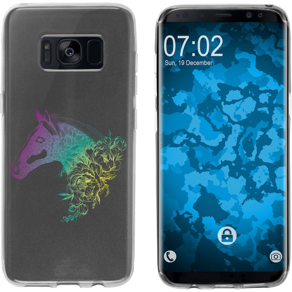 Galaxy S8 Silikon-Hülle Floral Pferd M5-4 Case