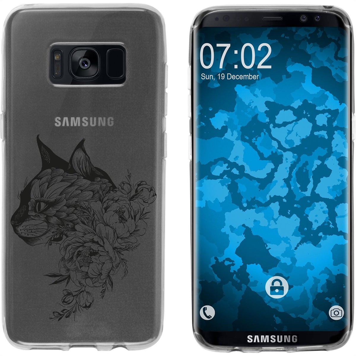 Galaxy S8 Silikon-Hülle Floral Katze M2-1 Case