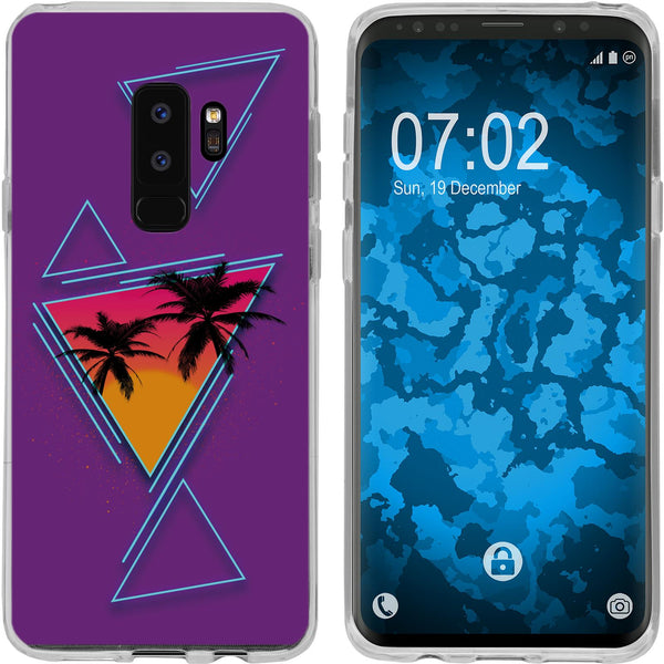 Galaxy S9 Plus Silikon-Hülle Retro Wave Palmen M3 Case