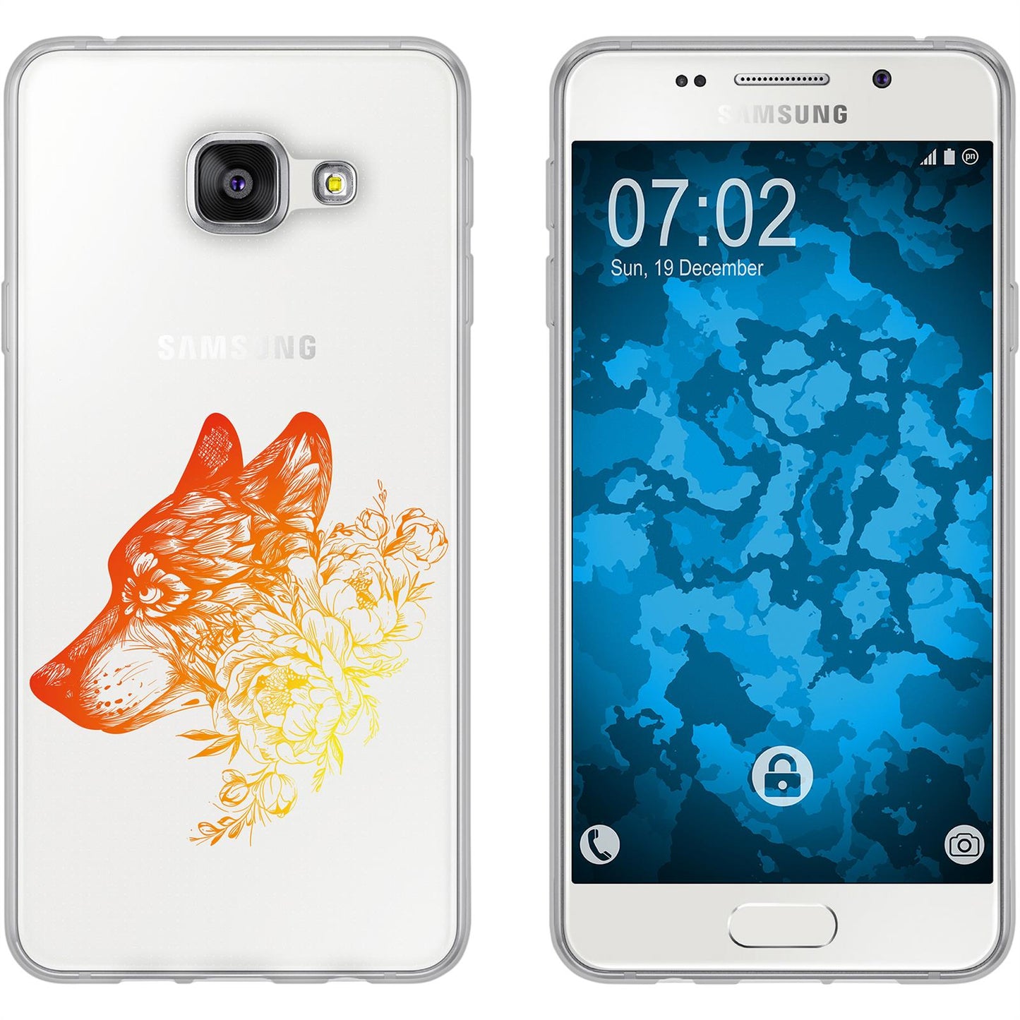 Galaxy A5 (2016) A510 Silikon-Hülle Floral Wolf M3-2 Case