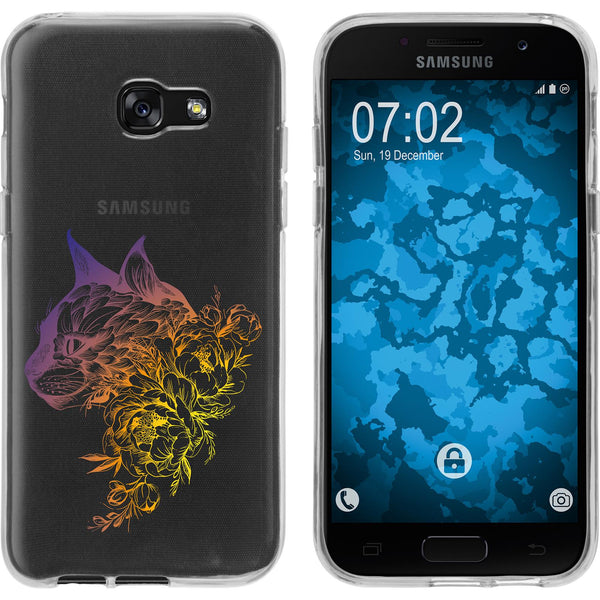 Galaxy A3 2017 Silikon-Hülle Floral Katze M2-3 Case