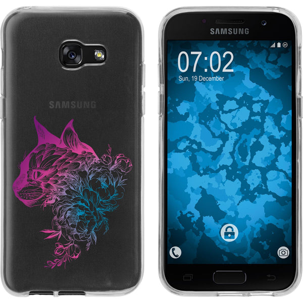 Galaxy A5 2017 Silikon-Hülle Floral Katze M2-6 Case