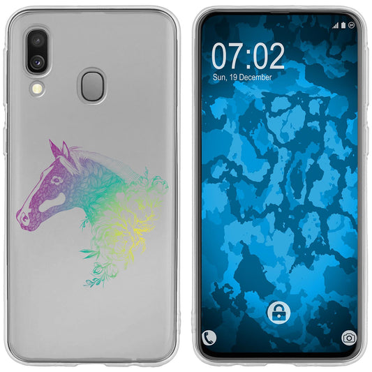 Galaxy A40 Silikon-Hülle Floral Pferd M5-4 Case