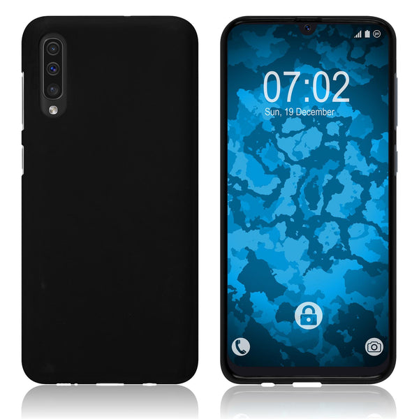 PhoneNatic Case kompatibel mit Samsung Galaxy A50 - schwarz Silikon Hülle matt + 2 Schutzfolien