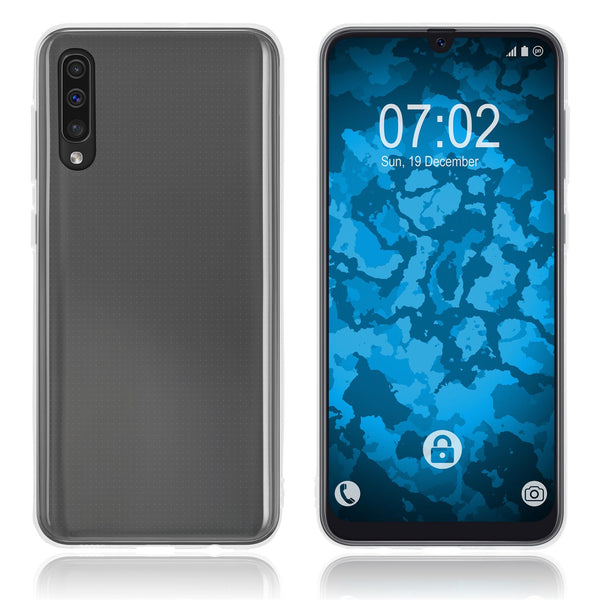 PhoneNatic Case kompatibel mit Samsung Galaxy A50 - Crystal Clear Silikon Hülle transparent + 2 Schutzfolien