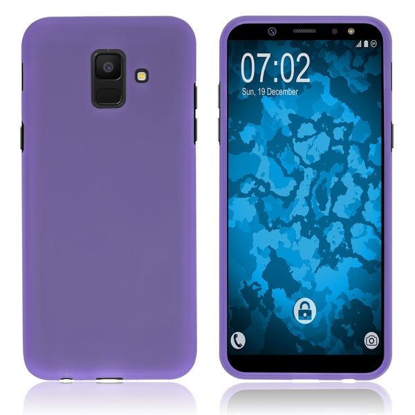 PhoneNatic Case kompatibel mit Samsung Galaxy A6 (2018) - lila Silikon Hülle matt Cover