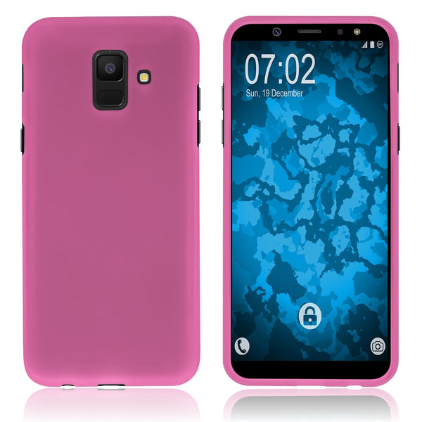 PhoneNatic Case kompatibel mit Samsung Galaxy A6 (2018) - pink Silikon Hülle matt Cover