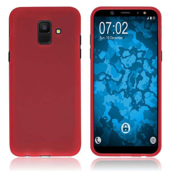 PhoneNatic Case kompatibel mit Samsung Galaxy A6 (2018) - rot Silikon Hülle matt Cover