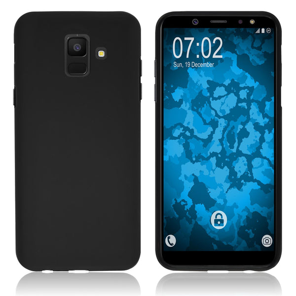 PhoneNatic Case kompatibel mit Samsung Galaxy A6 (2018) - schwarz Silikon Hülle matt Cover