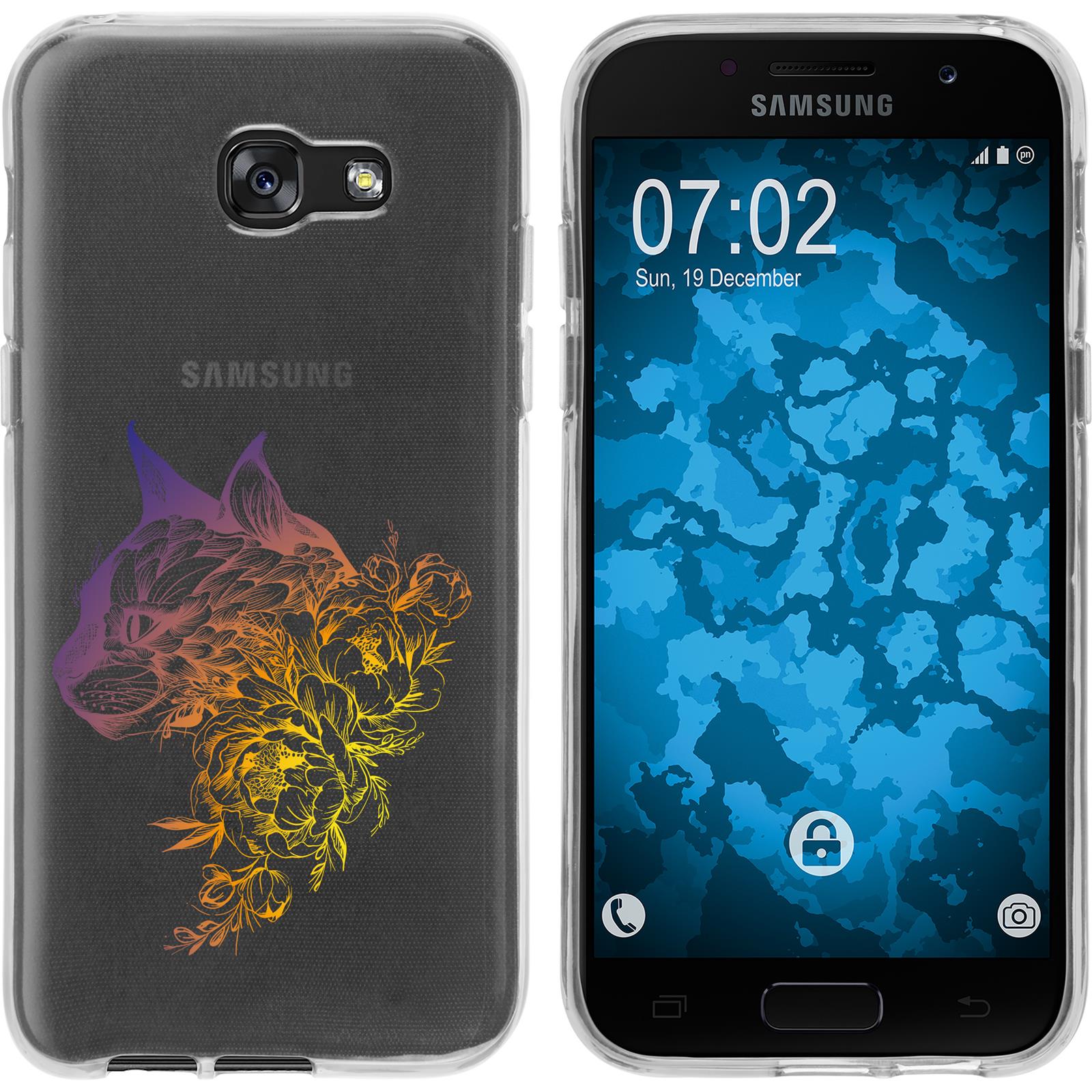 Galaxy A7 (2017) Silikon-Hülle Floral Katze M2-3 Case