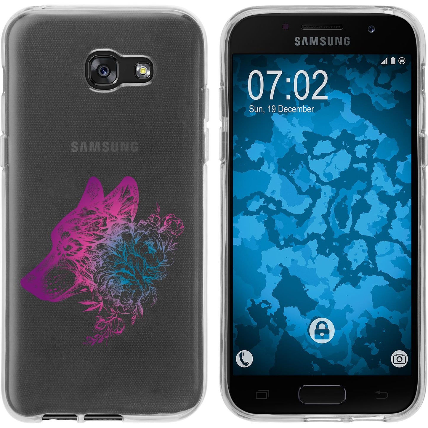 Galaxy A7 (2017) Silikon-Hülle Floral Wolf M3-6 Case