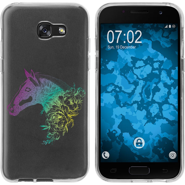 Galaxy A7 (2017) Silikon-Hülle Floral Pferd M5-4 Case