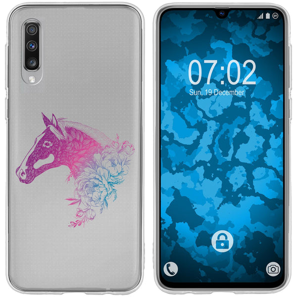 Galaxy A70 Silikon-Hülle Floral Pferd M5-6 Case