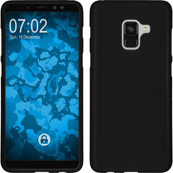 PhoneNatic Case kompatibel mit Samsung Galaxy A8 Plus (2018) - schwarz Silikon Hülle matt Cover