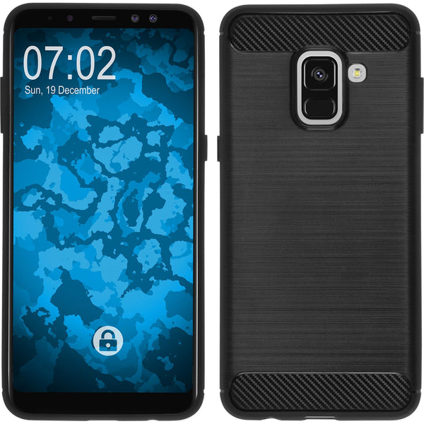 PhoneNatic Case kompatibel mit Samsung Galaxy A8 (2018) EU Version - schwarz Silikon Hülle Ultimate Cover