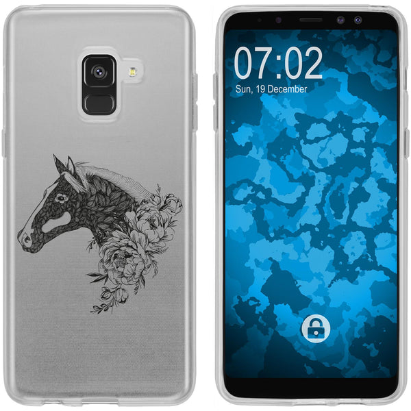 Galaxy A8 Plus (2018) Silikon-Hülle Floral Pferd M5-1 Case