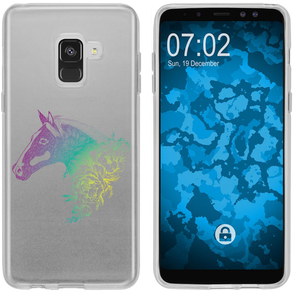 Galaxy A8 Plus (2018) Silikon-Hülle Floral Pferd M5-4 Case