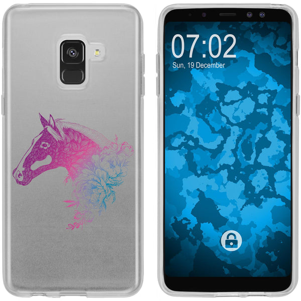 Galaxy A8 (2018) EU Version Silikon-Hülle Floral Pferd M5-6