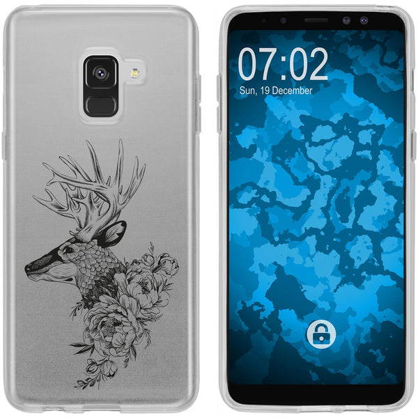 Galaxy A8 Plus (2018) Silikon-Hülle Floral Hirsch M7-1 Case