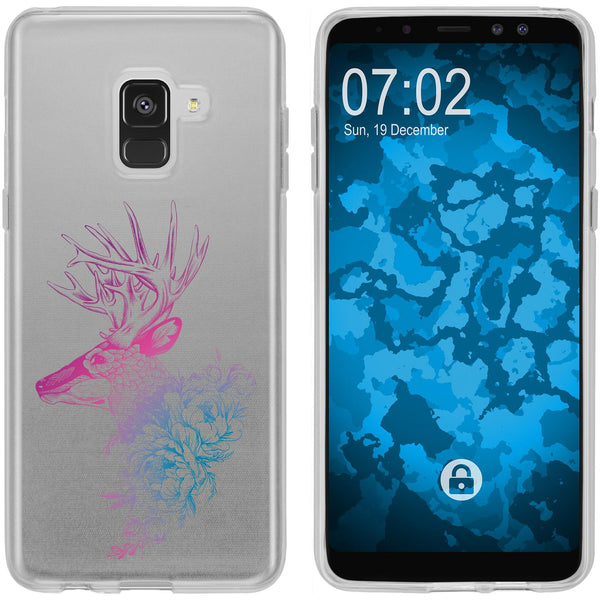 Galaxy A8 Plus (2018) Silikon-Hülle Floral Hirsch M7-6 Case