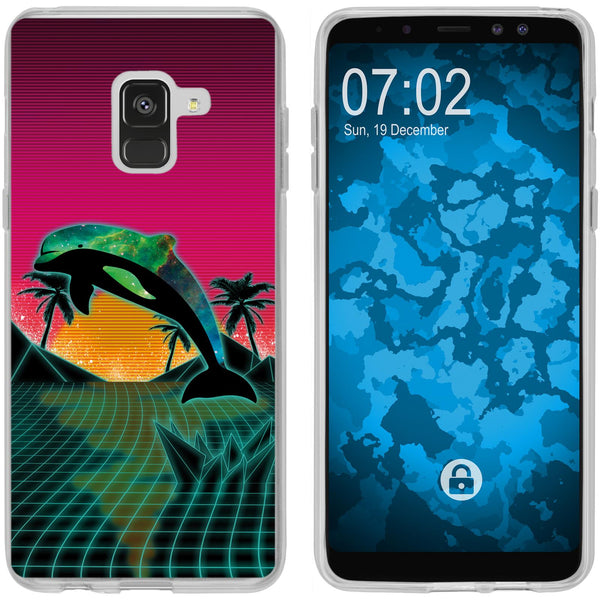 Galaxy A8 (2018) EU Version Silikon-Hülle Retro Wave Delphin