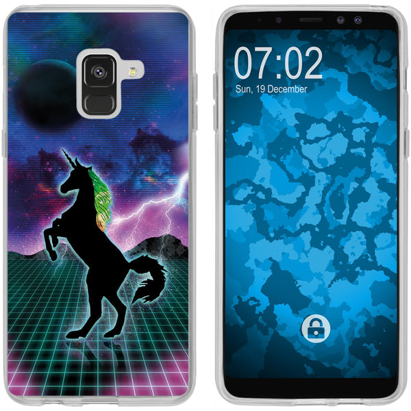 Galaxy A8 (2018) EU Version Silikon-Hülle Retro Wave Einhorn