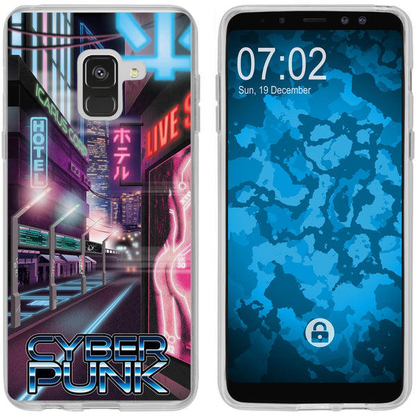 Galaxy A8 Plus (2018) Silikon-Hülle Retro Wave Cyberpunk.01