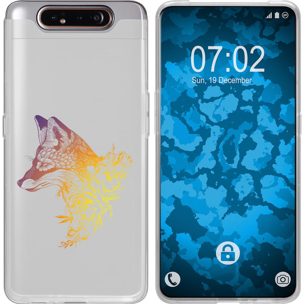 Galaxy A80 Silikon-Hülle Floral Fuchs M1-3 Case