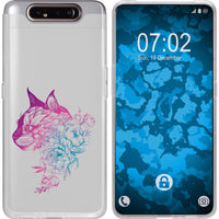 Galaxy A80 Silikon-Hülle Floral Katze M2-6 Case