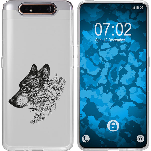 Galaxy A80 Silikon-Hülle Floral Wolf M3-1 Case