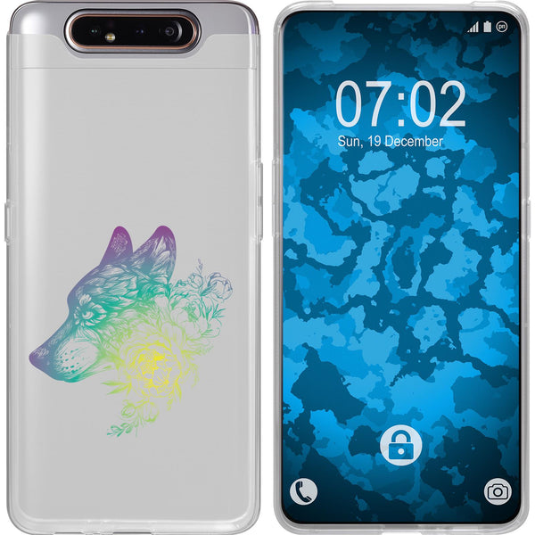 Galaxy A80 Silikon-Hülle Floral Wolf M3-4 Case