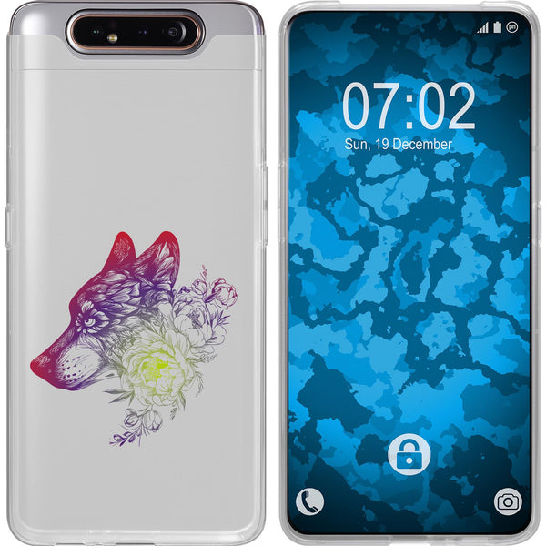 Galaxy A80 Silikon-Hülle Floral Wolf M3-5 Case