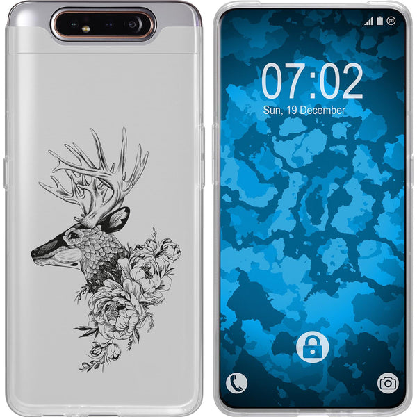 Galaxy A80 Silikon-Hülle Floral Hirsch M7-1 Case