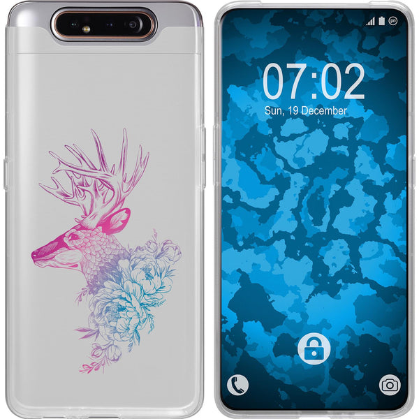 Galaxy A80 Silikon-Hülle Floral Hirsch M7-6 Case