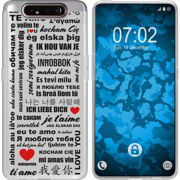 Galaxy A80 Silikon-Hülle in Love Wörter M4 Case
