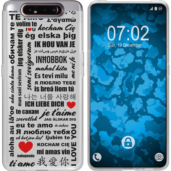 Galaxy A80 Silikon-Hülle in Love Wörter M4 Case