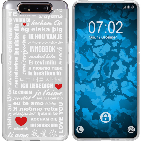 Galaxy A80 Silikon-Hülle in Love Wörter M5 Case
