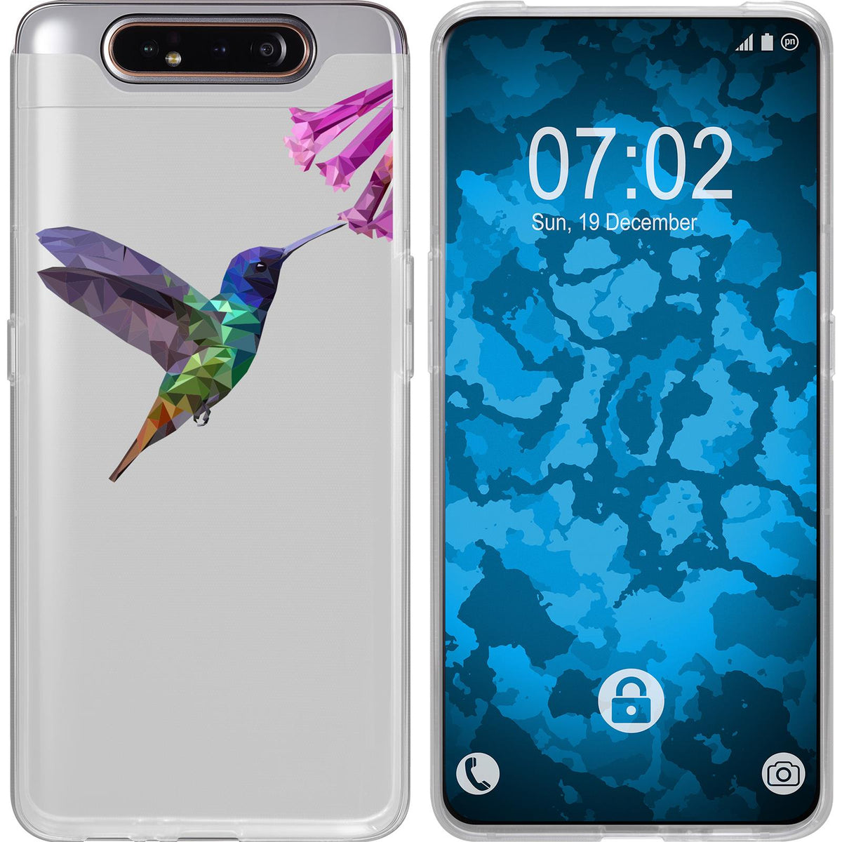 Galaxy A80 Silikon-Hülle Vektor Tiere Kolibri M3 Case