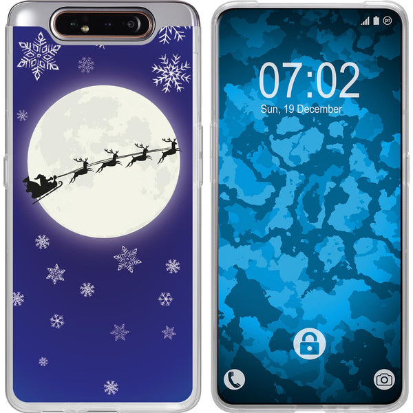 Galaxy A80 Silikon-Hülle X Mas Weihnachten Santa - Snowflake